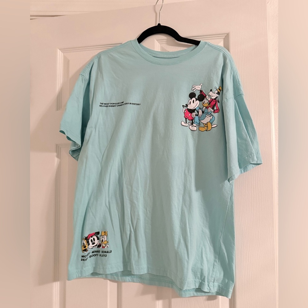 Disney Light Blue Short Sleeve Tee with Mickey & Friends